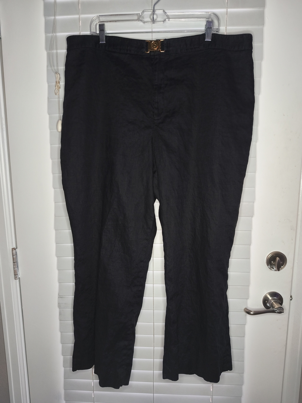 Lauren Ralph Lauren Black 100% Linen Pants Black Plus Size 22W Coastal Resort